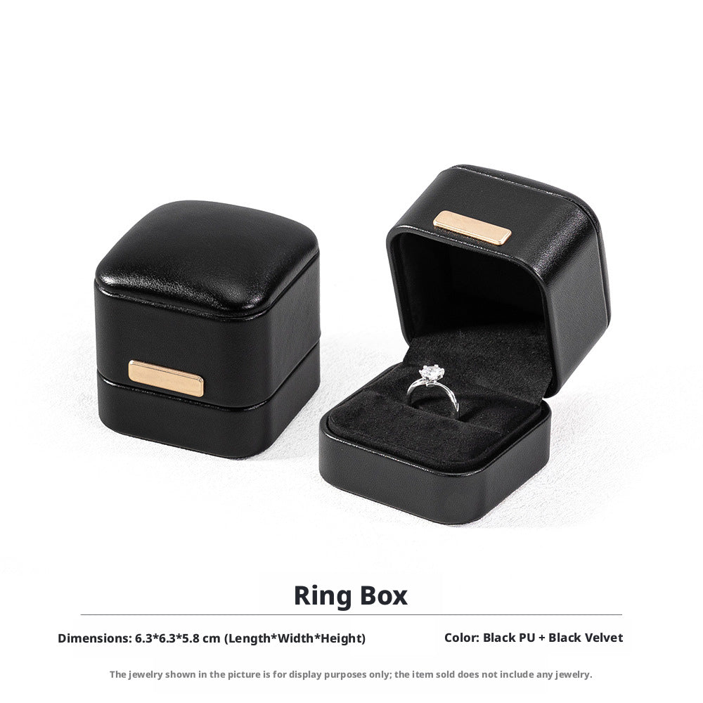 5pcs PU Leather Dome Jewelry Box Gold Accent – Ring Necklace Bracelet Gift Case