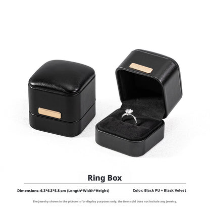 5pcs PU Leather Dome Jewelry Box Gold Accent – Ring Necklace Bracelet Gift Case