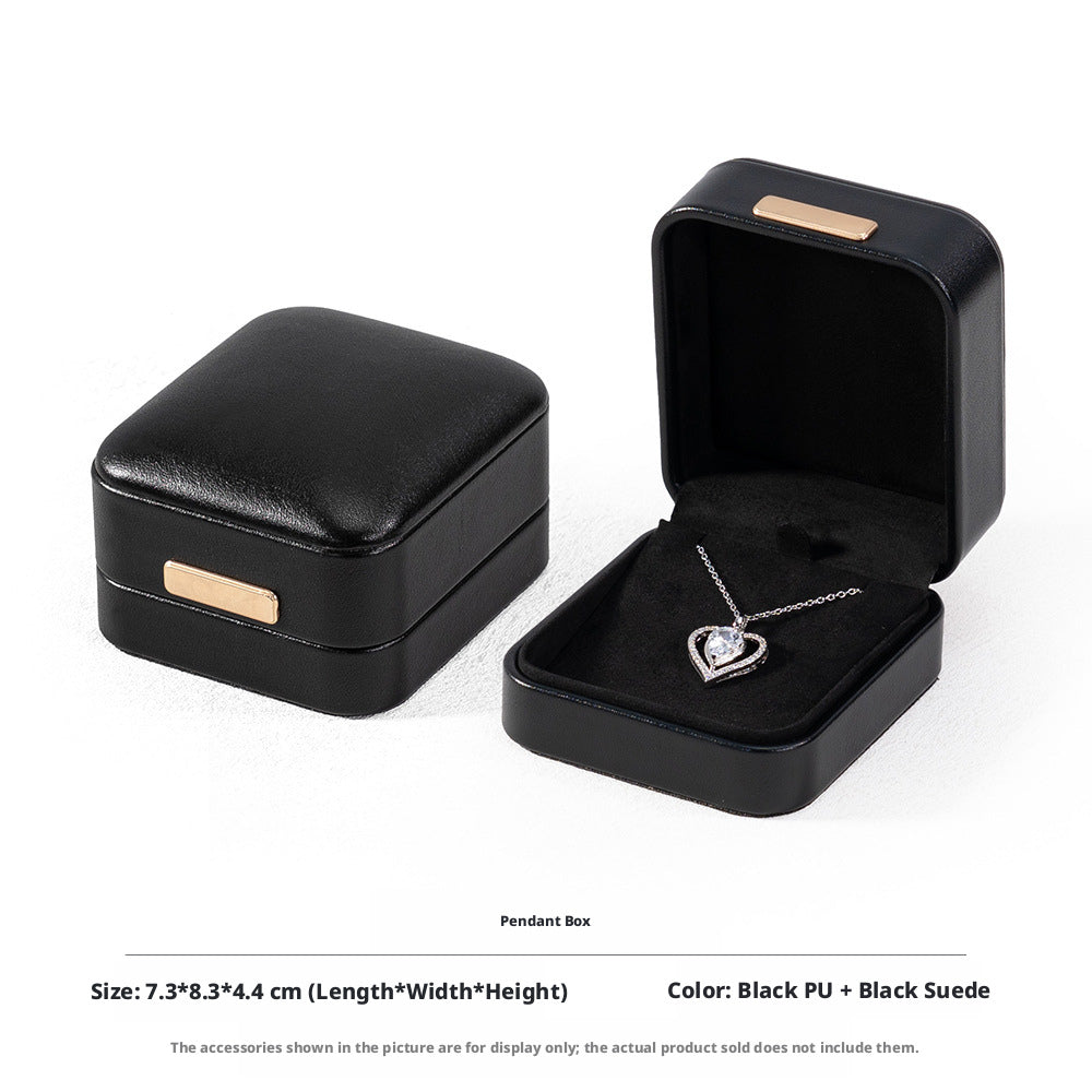 5pcs PU Leather Dome Jewelry Box Gold Accent – Ring Necklace Bracelet Gift Case