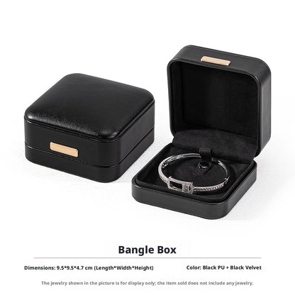 5pcs PU Leather Dome Jewelry Box Gold Accent – Ring Necklace Bracelet Gift Case