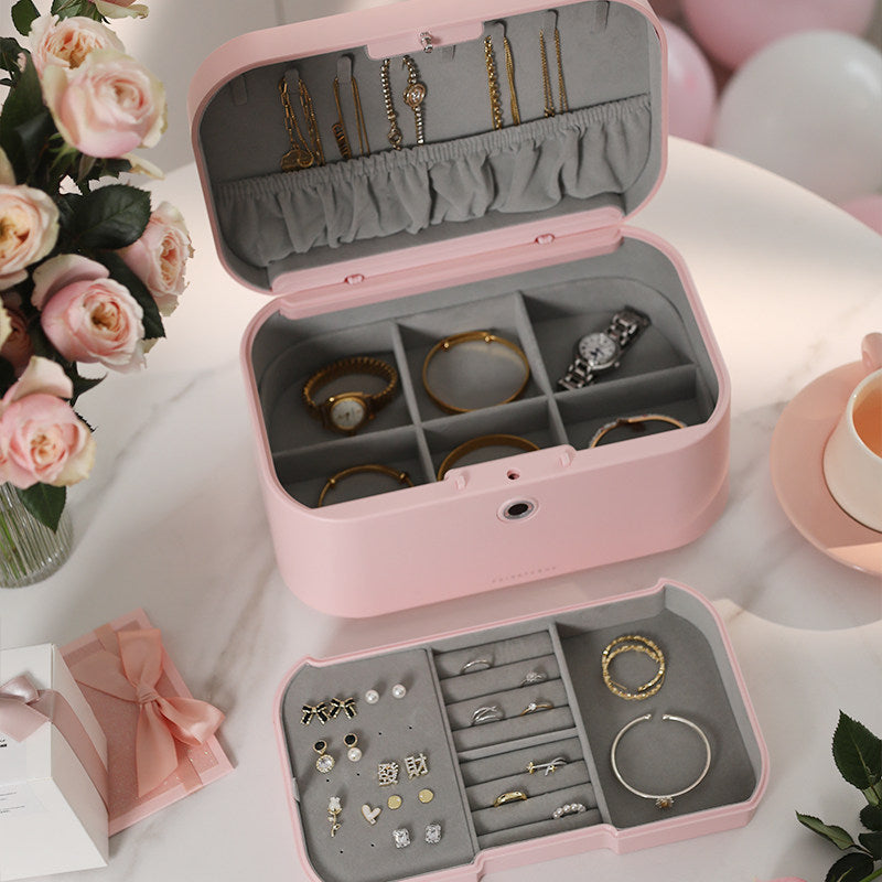 Lockable Jewelry Box for Women, Elegant Dresser Jewelry Organizer, Secure Birthday Gift Case