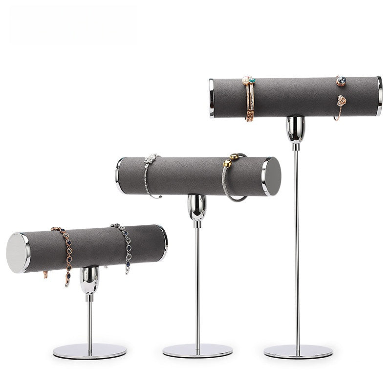 T Bar Bracelet Holder Stand, Single Tier Velvet Jewelry T Stand for Bangles Watches