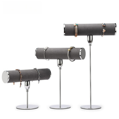 T Bar Bracelet Holder Stand, Single Tier Velvet Jewelry T Stand for Bangles Watches