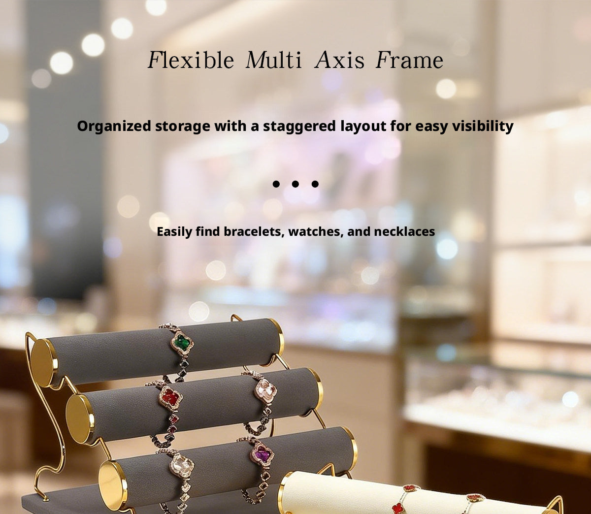 3 Tier Bracelet Holder Stand, Velvet Jewelry Display Rack for Bracelets Bangles Watches