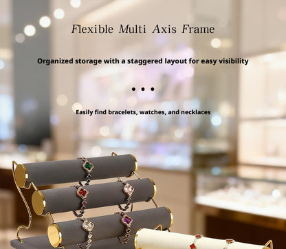 3 Tier Bracelet Holder Stand, Velvet Jewelry Display Rack for Bracelets Bangles Watches