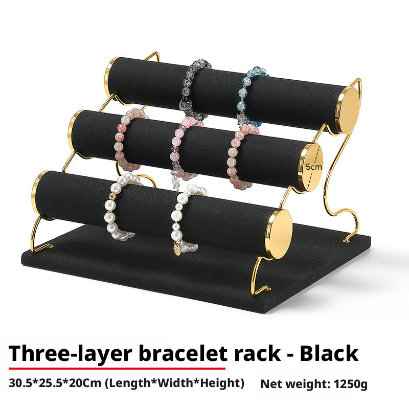 3 Tier Bracelet Holder Stand, Velvet Jewelry Display Rack for Bracelets Bangles Watches