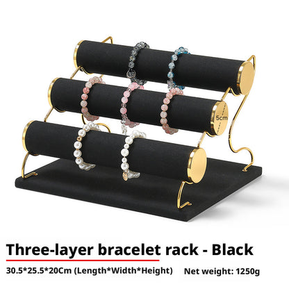 3 Tier Bracelet Holder Stand, Velvet Jewelry Display Rack for Bracelets Bangles Watches