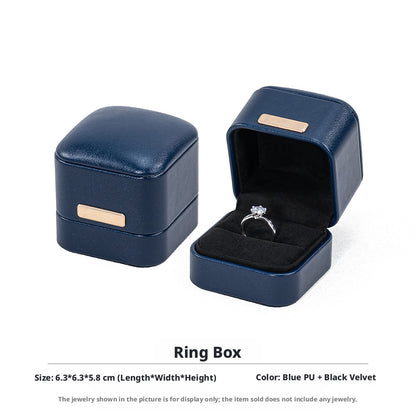5pcs PU Leather Dome Jewelry Box Gold Accent – Ring Necklace Bracelet Gift Case