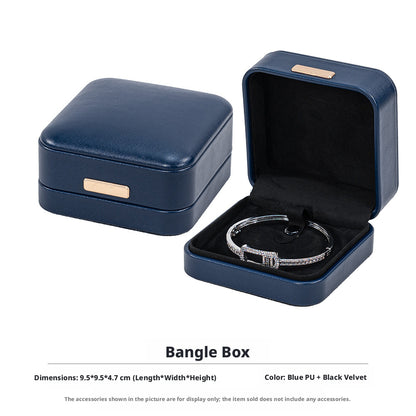 5pcs PU Leather Dome Jewelry Box Gold Accent – Ring Necklace Bracelet Gift Case