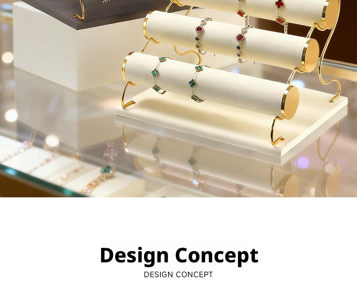 3 Tier Bracelet Holder Stand, Velvet Jewelry Display Rack for Bracelets Bangles Watches