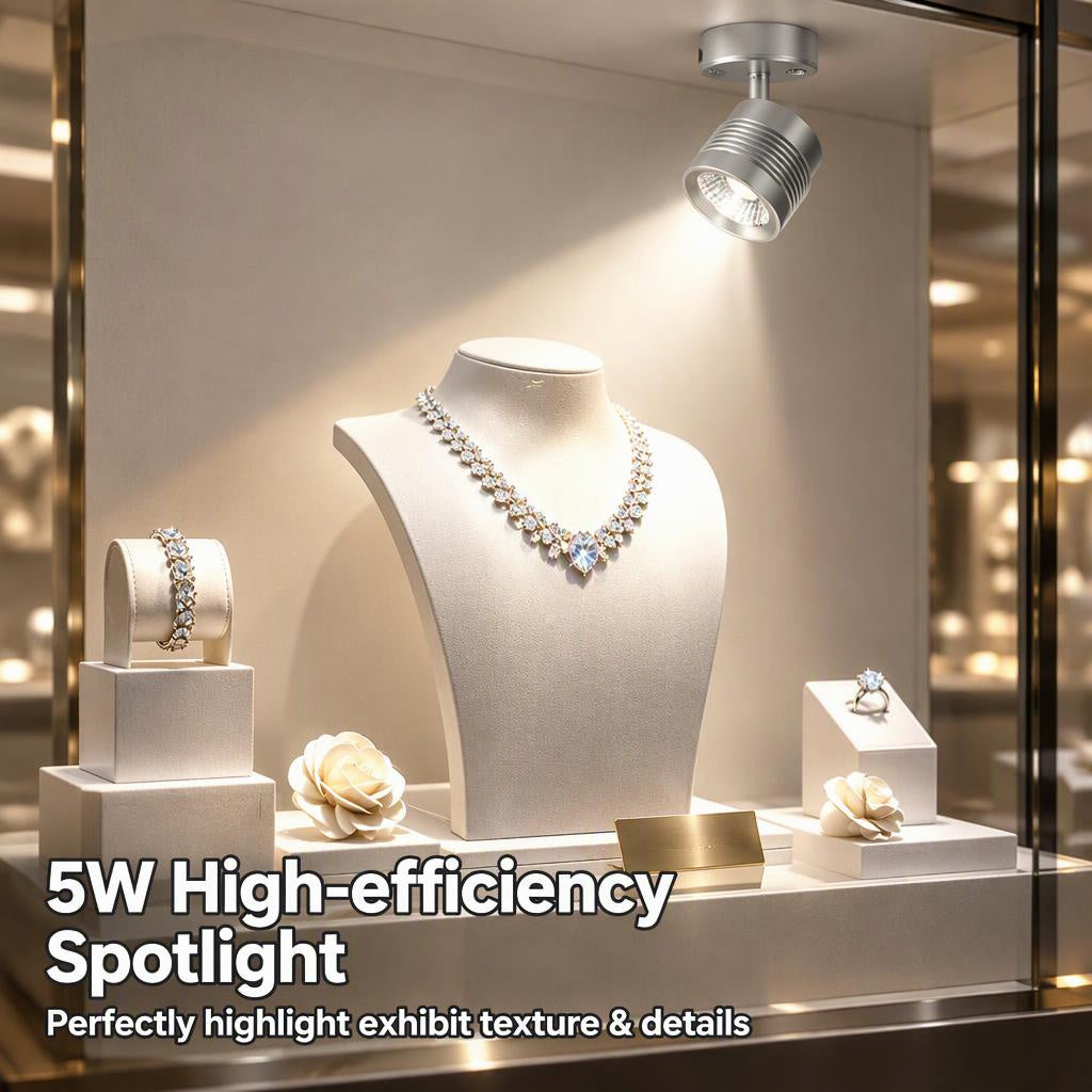 Freestanding LED Spotlight, Portable Display Light No Installation Needed, 360° Adjustable
