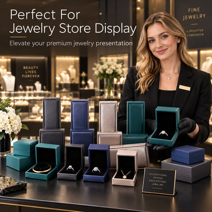 5pcs PU Leather Jewelry Box Ring Necklace Case Gift for Women Proposal Wedding