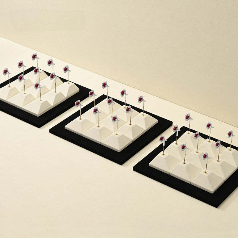 Beige Suede Jewelry Display Set with Pyramid Risers for Vendors