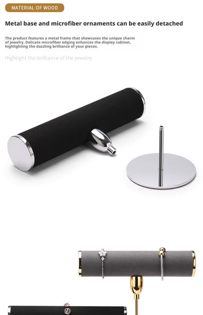 T Bar Bracelet Holder Stand, Single Tier Velvet Jewelry T Stand for Bangles Watches