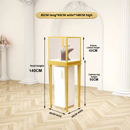 Stainless Steel Jewelry Display | Electroplated Metal Showcase with Glass Top & Logo Option for Boutiques
