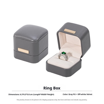 5pcs PU Leather Dome Jewelry Box Gold Accent – Ring Necklace Bracelet Gift Case