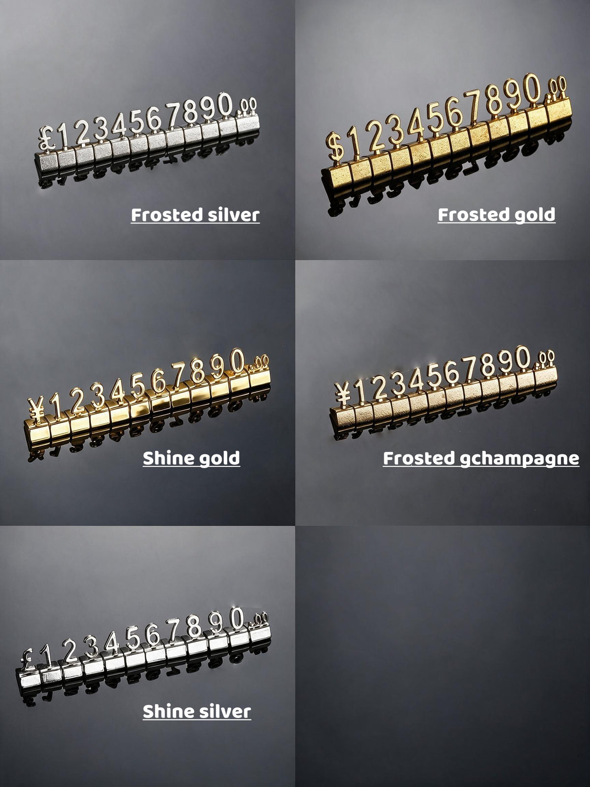 Modular Metal Price Display Numbers, Jewelry Shop Signs (USD, GBP,EURO)