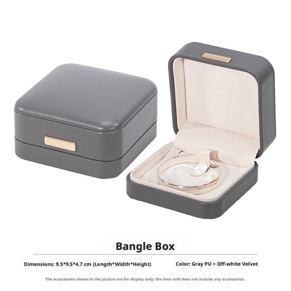 5pcs PU Leather Dome Jewelry Box Gold Accent – Ring Necklace Bracelet Gift Case