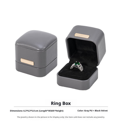 5pcs PU Leather Dome Jewelry Box Gold Accent – Ring Necklace Bracelet Gift Case