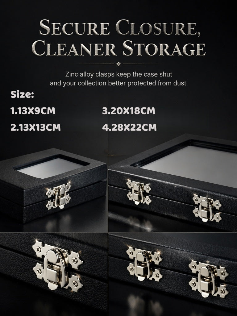 Coin & Gem Display Box, Glass Lid, PU Leather Case with Memory Foam
