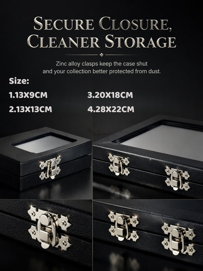 Coin & Gem Display Box, Glass Lid, PU Leather Case with Memory Foam
