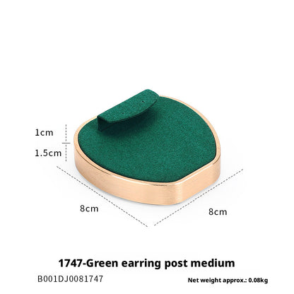 Green Suede and Gold Jewelry Showcase Trays and Necklace Busts