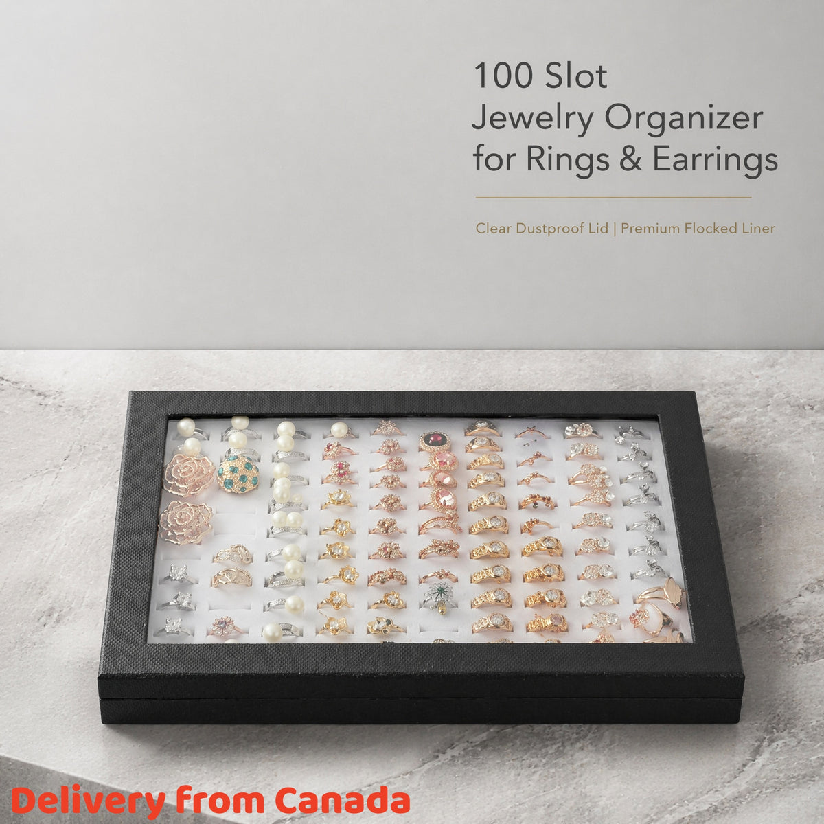 100 Ring Storage Box Paper Jewelry Organizer Display Case Bulk Container Holder