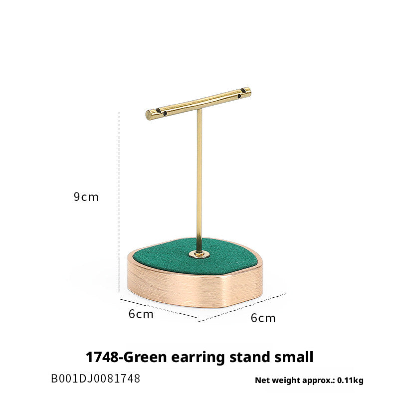 Green Suede and Gold Jewelry Showcase Trays and Necklace Busts