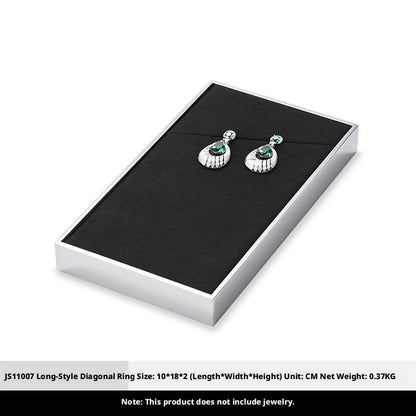 Silver Metal Jewelry Display Tray with Black Velvet for Rings and Necklaces