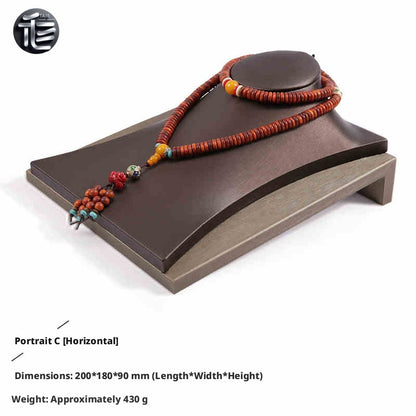 Brown Faux Leather Jewelry Display Set with Necklace Stand for Vendors