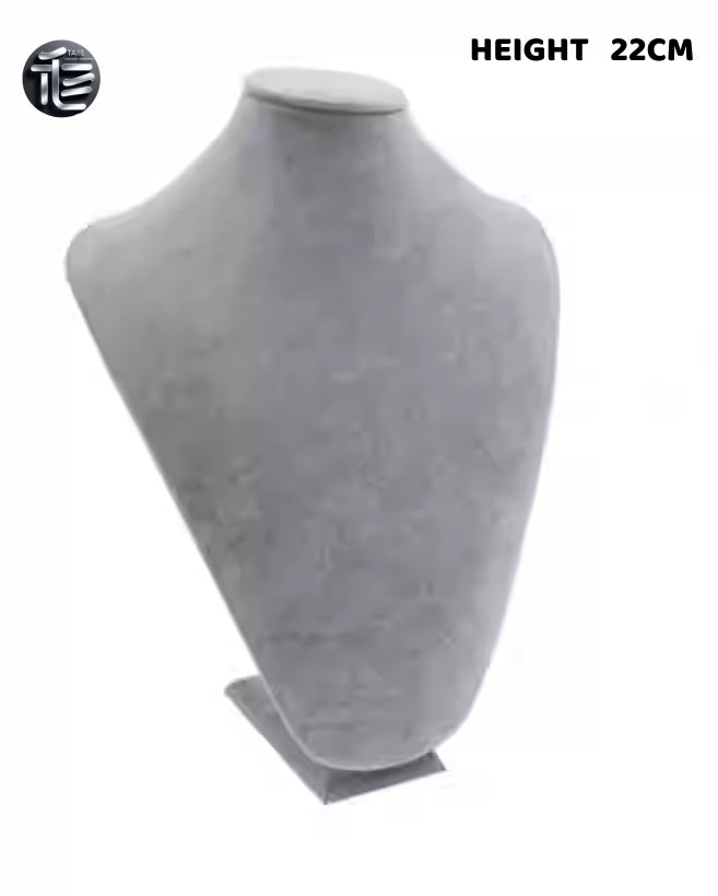 Velvet Necklace Display Bust, Tabletop Jewelry Stand for Pearls, Black Gray Set