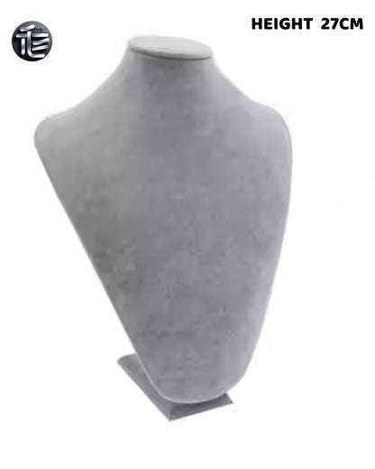 Velvet Necklace Display Bust, Tabletop Jewelry Stand for Pearls, Black Gray Set