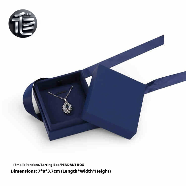 5pcs Navy Blue Jewelry Box, Ribbon Bow, Velvet Insert, Ring Bracelet Packaging