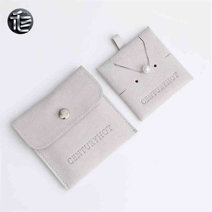 5PCS Soft Suede Necklace Pouch, Pink Microfiber Snap Bag, Jewelry Display Card Holder