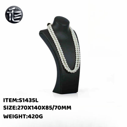 Faux Leather Necklace Display Stand, Pendant Organizer Bust, Black/White