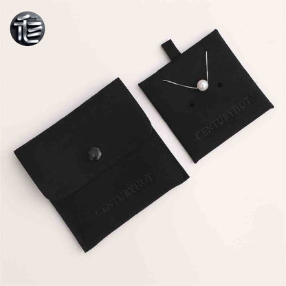 5PCS Soft Suede Necklace Pouch, Pink Microfiber Snap Bag, Jewelry Display Card Holder