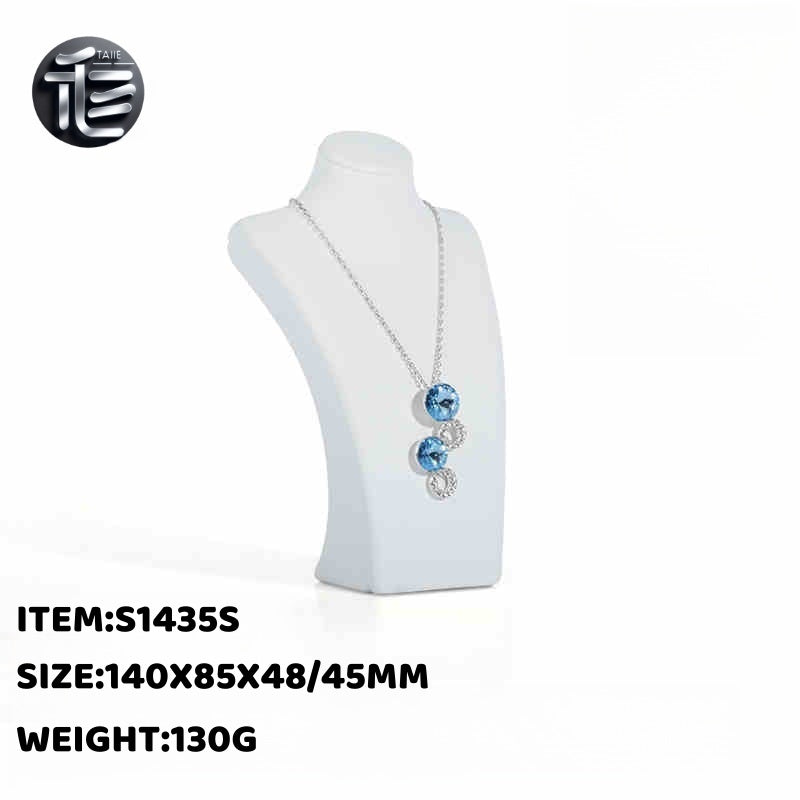 Faux Leather Necklace Display Stand, Pendant Organizer Bust, Black/White