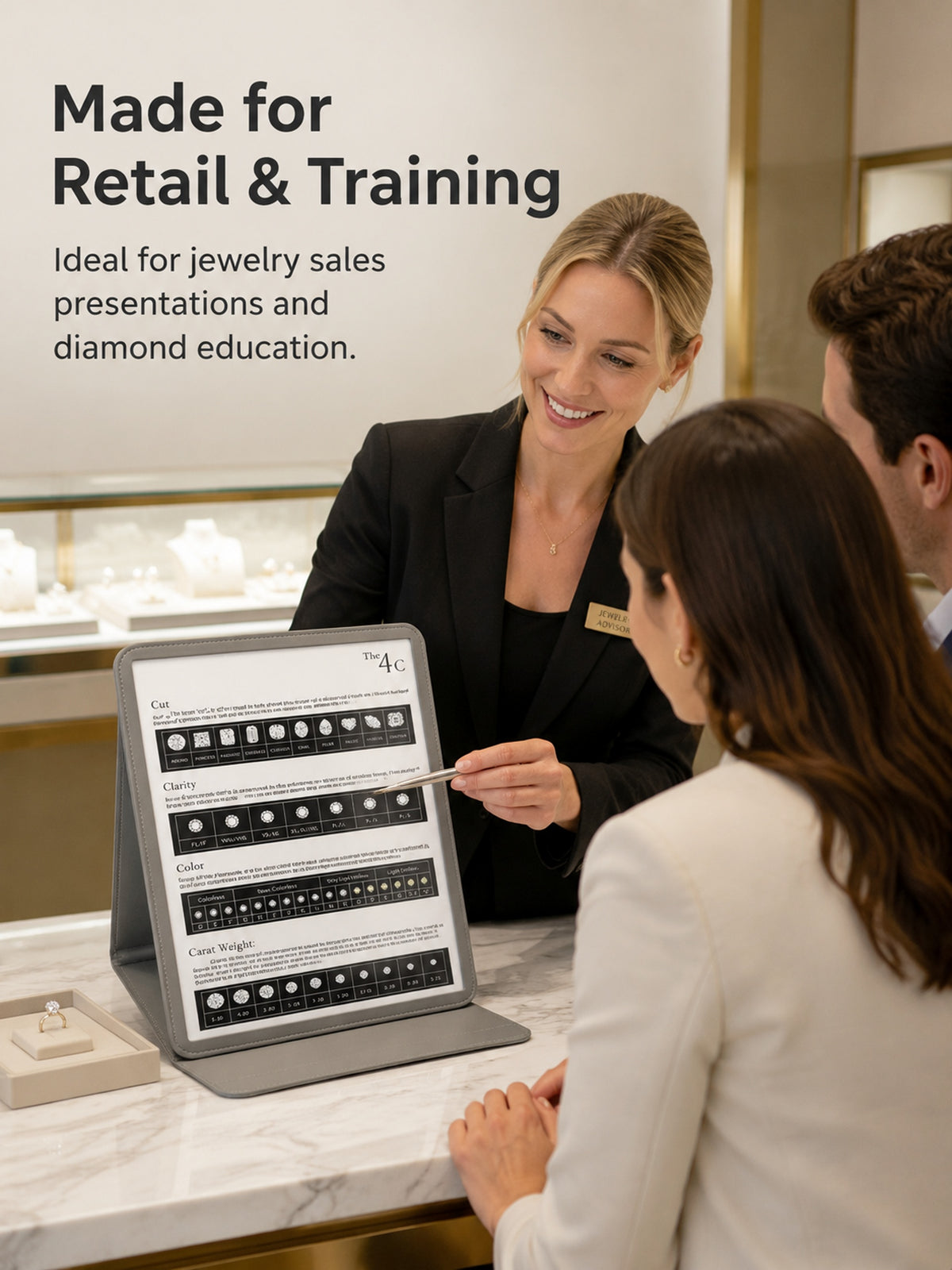 Diamond 4C Education Display Board, Foldable Gemstone Grading Stand