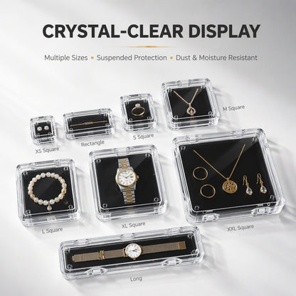 3pcs Clear Acrylic Floating Display Box Film Suspension Case for Jewelry Watch Storage