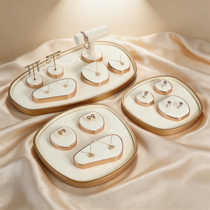 Rose Gold Suede Jewelry Display Stands & Trays for Boutique
