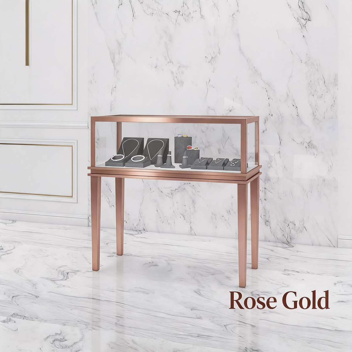 Minimalist Countertop Jewelry Display - Stainless Steel Showcase Stand for Boutiques Jewelry cabinet