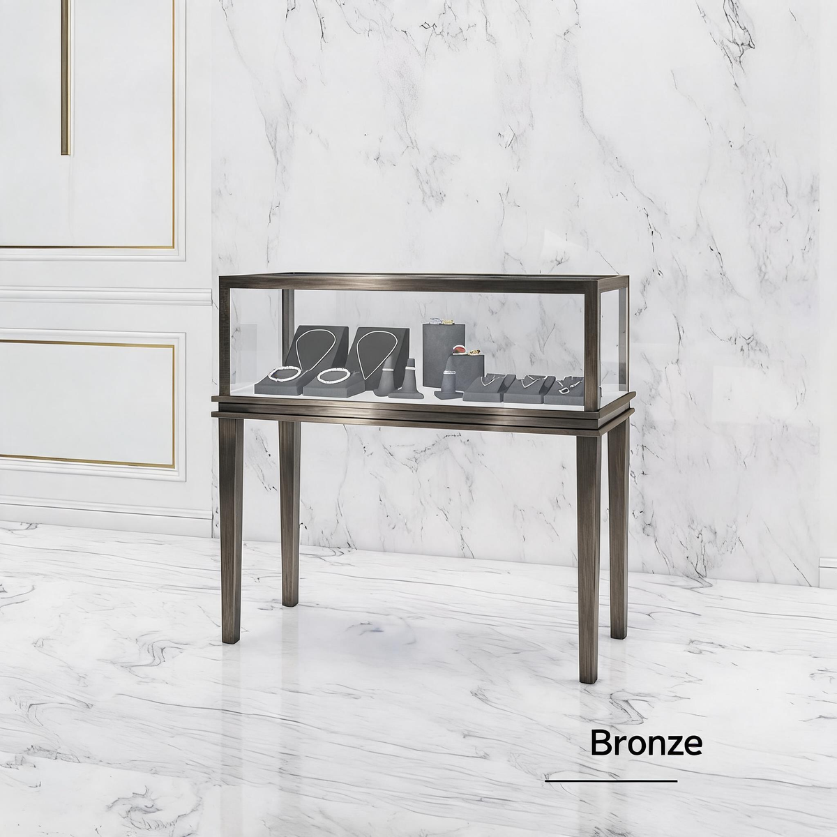 Minimalist Countertop Jewelry Display - Stainless Steel Showcase Stand for Boutiques Jewelry cabinet