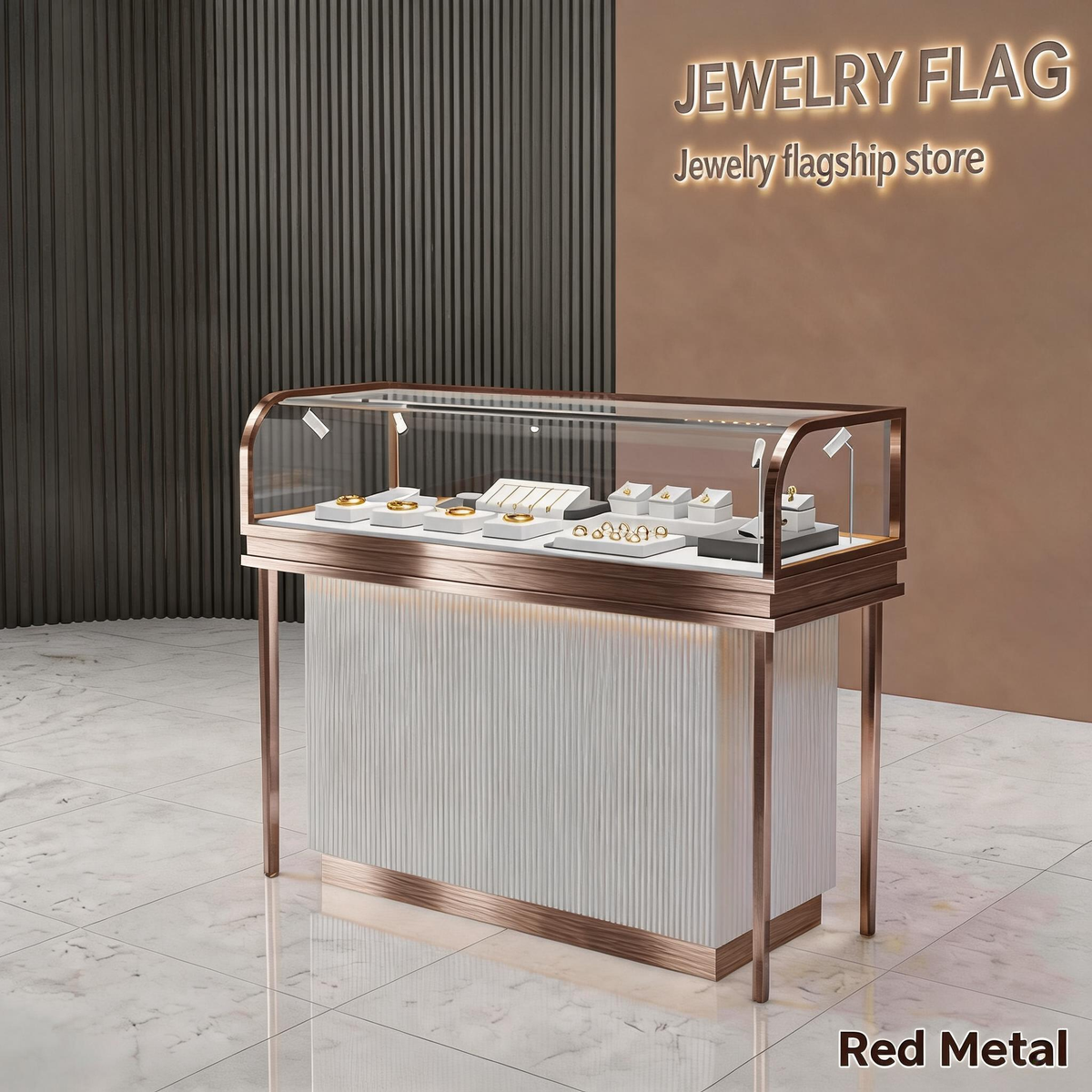 Stainless Steel Electroplated Jewelry Display Stand - Countertop Showcase Rack for Retail Stores Jewelry cabinet
