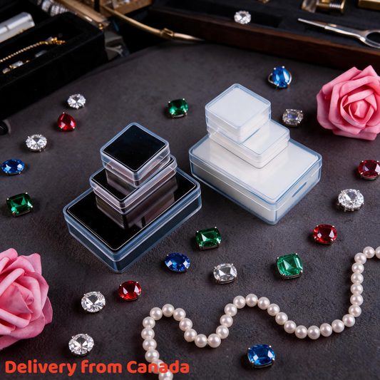 50PCS Small Plastic Gemstone Storage Box, Clear Cabochon Container for Rhinestones, Jewelry Making Organizer Case