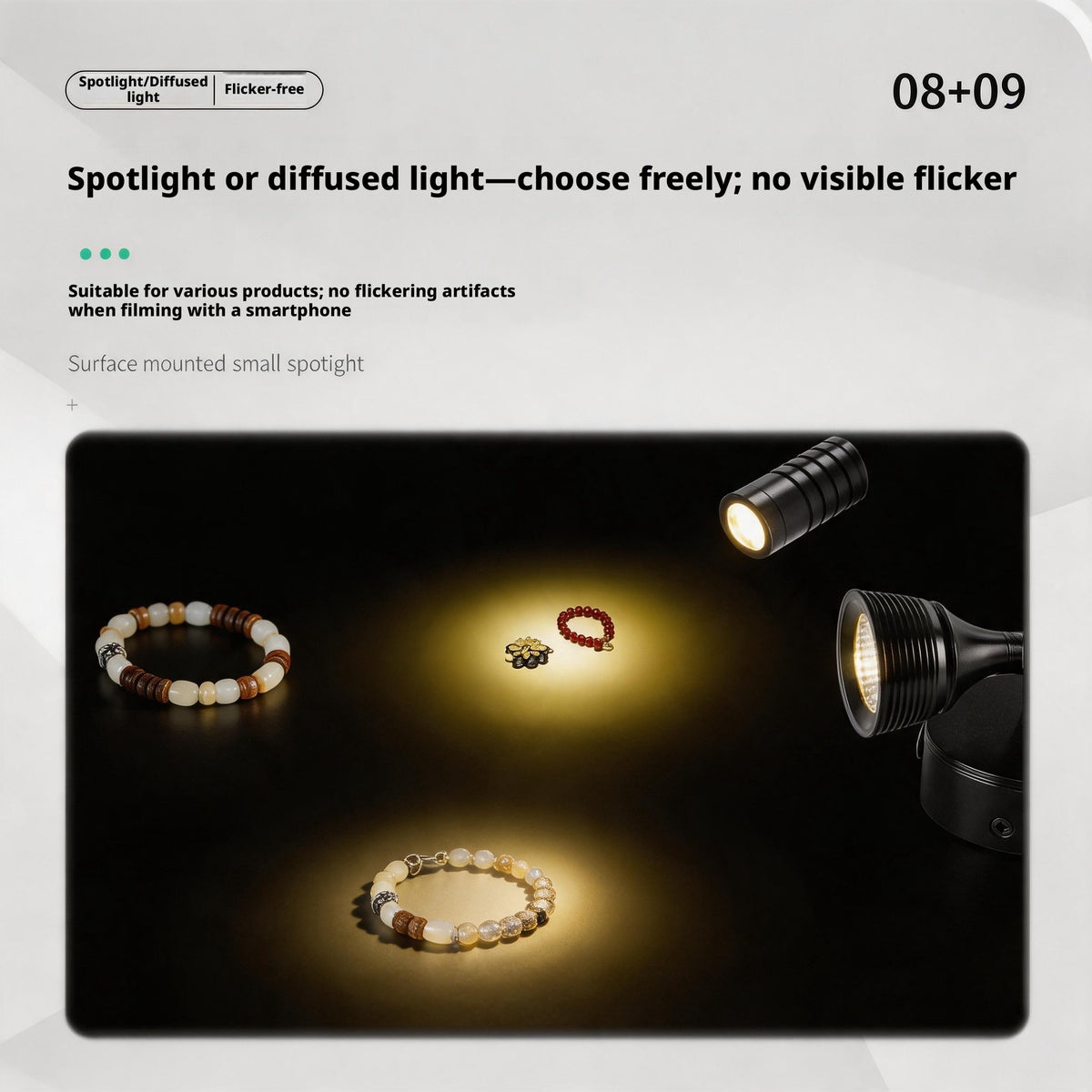 Freestanding LED Spotlight, Portable Display Light No Installation Needed, 360° Adjustable