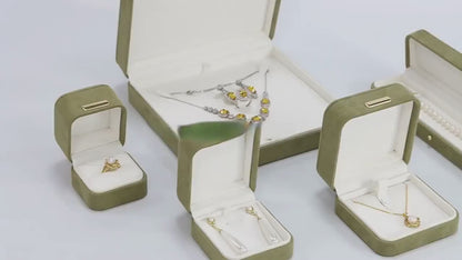 5pcs Suede Dome Jewelry Box Gold Accent – Ring Necklace Bracelet Gift Case