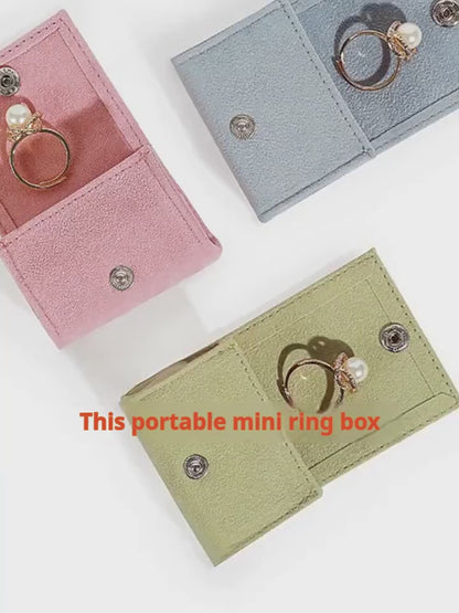 5pcs Velvet Mini Ring Box Snap Button – Portable Travel Jewelry Case for Rings Earrings